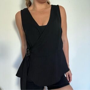 ASOS Black Sleeveless Wrap Blouse